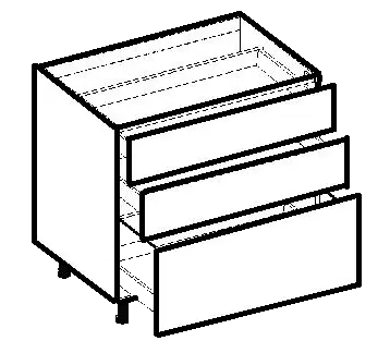 Base Cabinet - 1 Bottom 2 Top Drawers